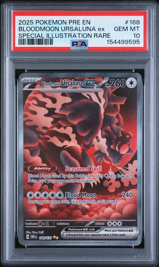 2025 POKEMON PRE EN-PRISMATIC EVOLUTIONS #168 BLOODMOON URSALUNA EX PSA 10