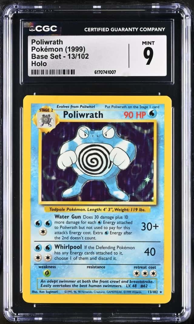 Pokemon Poliwrath Base Set Unlimited 13/102 Holo CGC 9 Mint
