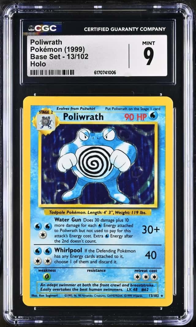 Pokemon Poliwrath Base Set Unlimited 13/102 Holo CGC 9 Mint
