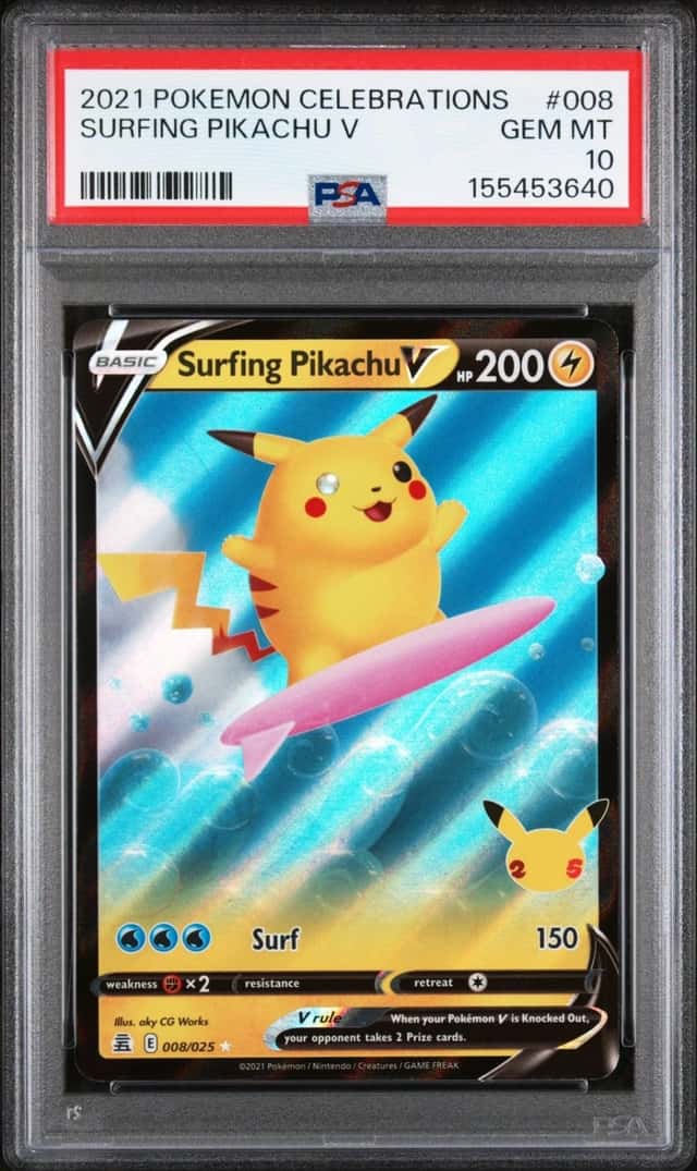 Pokemon Surfing Pikachu V Celebrations 008 PSA 10 Gem Mint