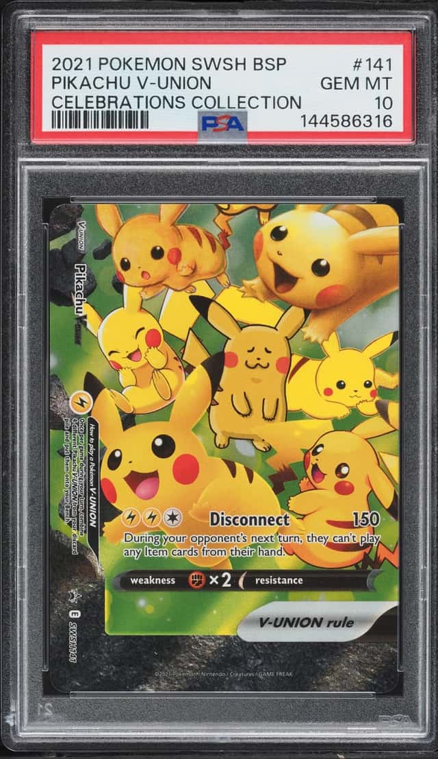 2021 Pokemon Sword & Shield Promo Celebrations Holo Pikachu V-UNION #SWSH141 PSA 10 GEM MINT