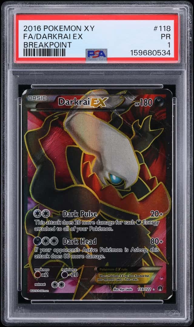 2016 Pokemon XY BREAKpoint Full Art Darkrai EX #118 PSA 1 PR