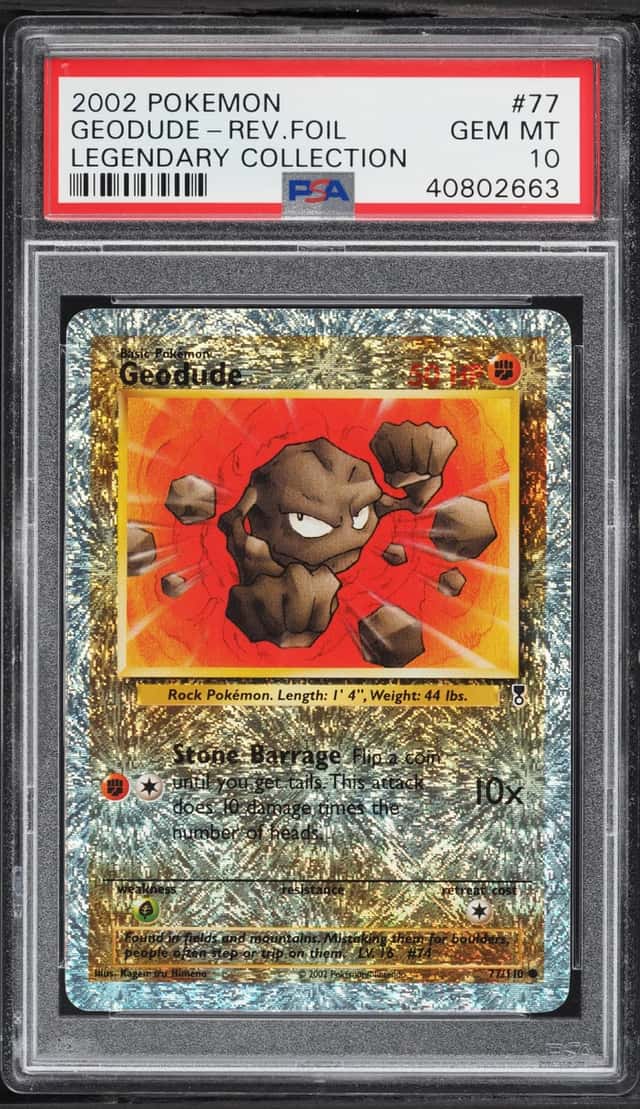 2002 Pokemon Legendary Collection Reverse Holo Geodude #77 PSA 10 GEM MINT