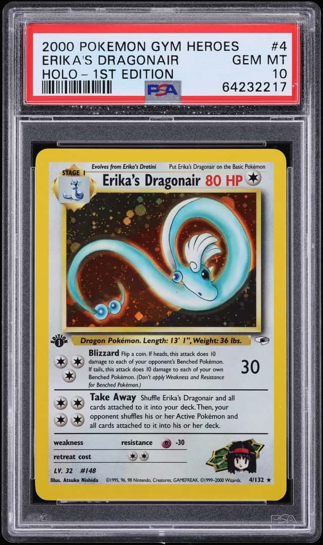 2000 Pokemon Gym Heroes 1st Edition Holo Erika's Dragonair #4 PSA 10 GEM MINT