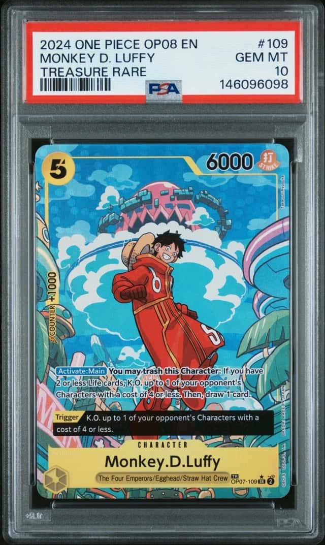 2024 ONE PIECE OP08-TWO LEGENDS TREASURE RARE #109 MONKEY D. LUFFY PSA 10