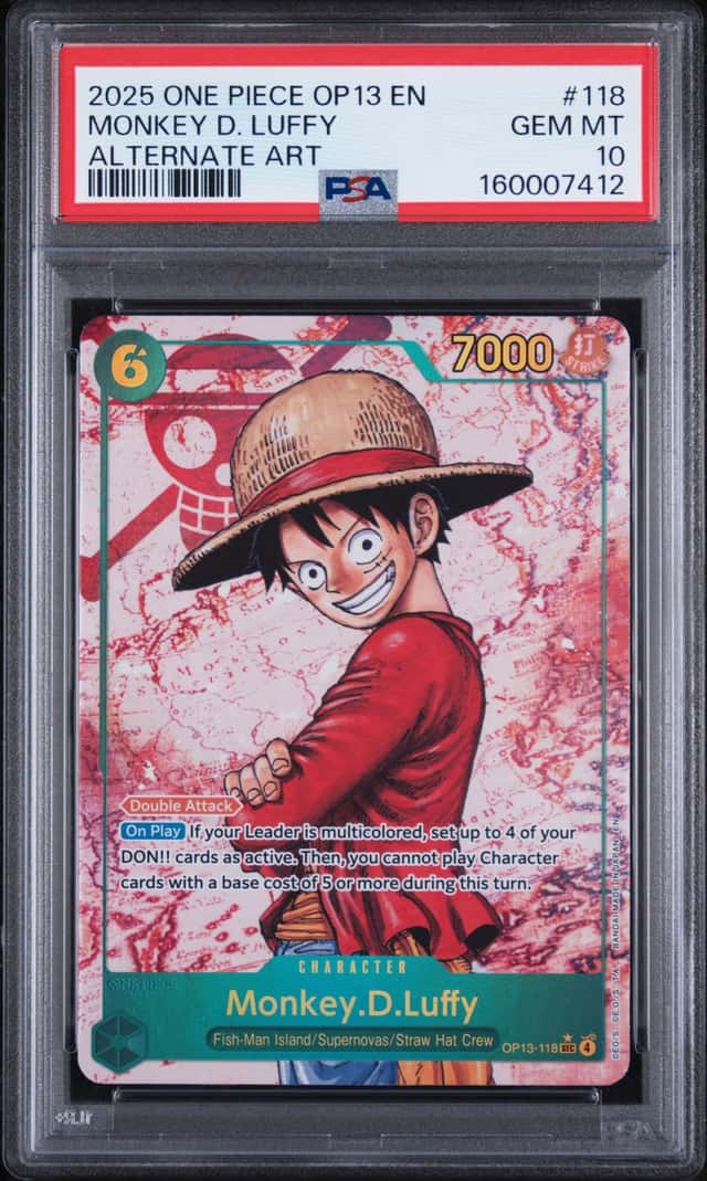 2025 ONE PIECE OP13-CARRYING ON HIS WILL ALTERNATE ART MONKEY D. LUFFY PSA 10