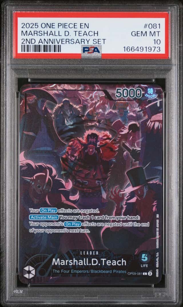 2025 ONE PIECE ENGLISH VERSION 2ND ANNIVERSARY SET #081 MARSHALL D. TEACH PSA 10