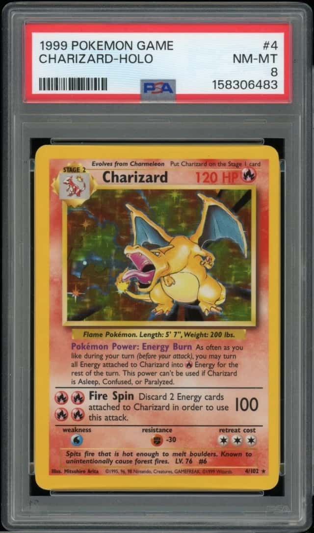 CHARIZARD HOLO 4/102 GAME POKEMON PSA 8 NM-MT