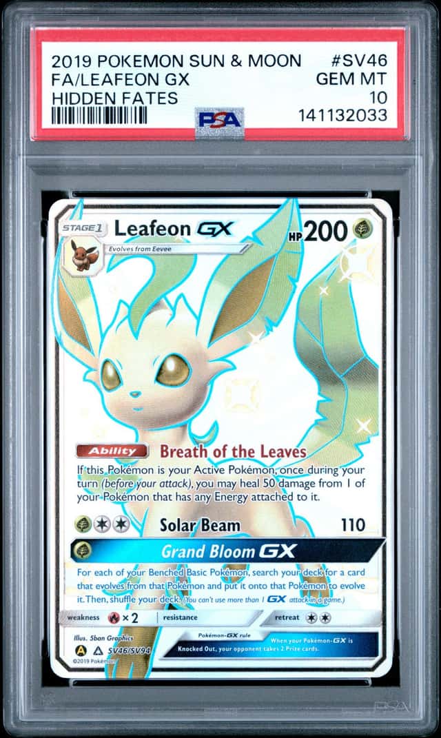 Pokemon 2019 Leafeon GX SV46/SV94 Shiny Full Art Hidden Fates GEM MINT PSA 10