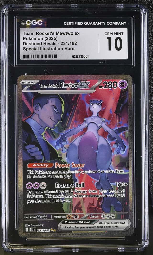 Team Rocket's Mewtwo EX 231/182 SIR Destined Rivals Pokemon CGC 10 Gem Mint *001