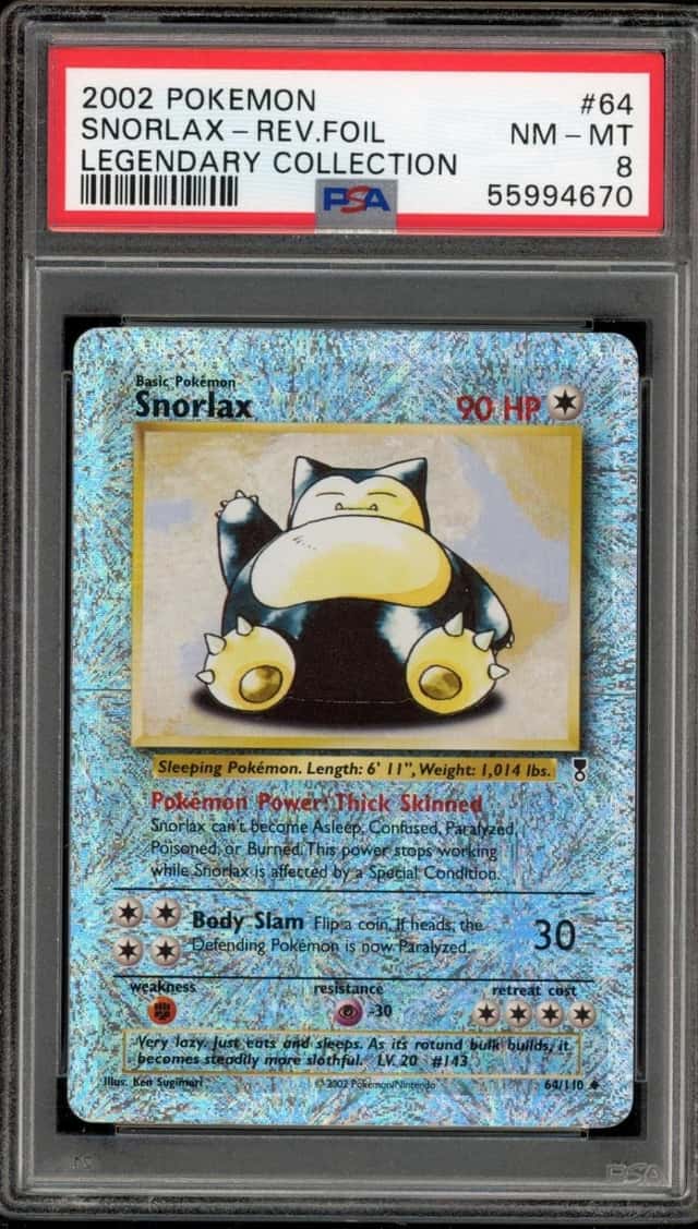 Pokemon Snorlax Reverse Holo Legendary Coll. 64 PSA 8