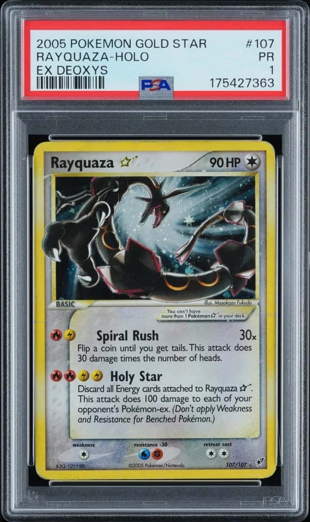Pokemon Rayquaza Gold Star Holo Deoxys 107/107 PSA 1