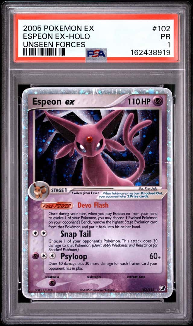 Pokemon Espeon EX Holo Unseen Forces 102/115 PSA 1