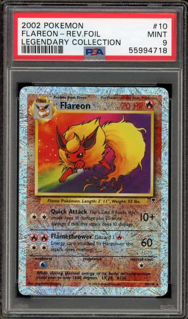 Pokemon Flareon Reverse Holo Legendary Coll. 10 PSA 9 Mint