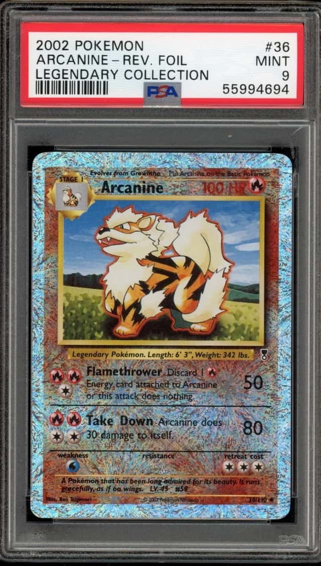 Pokemon Arcanine Reverse Holo Legendary Coll. 36 PSA 9 Mint