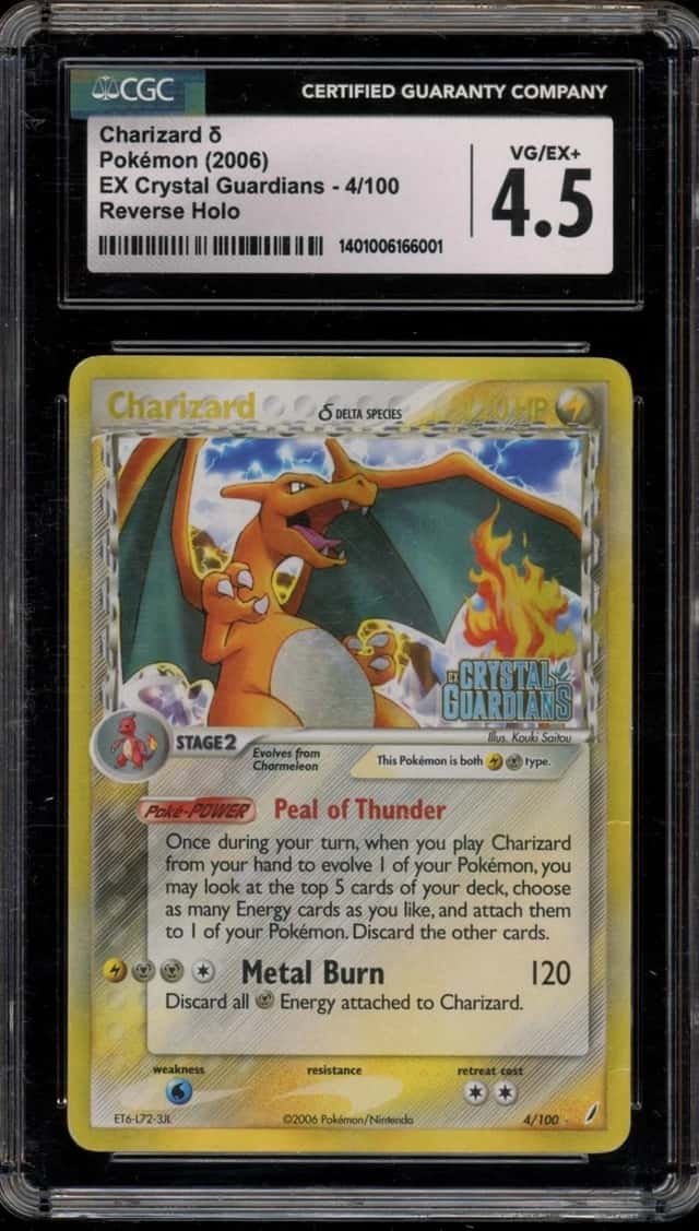 Pokemon Charizard EX Crystal Guardians 4/100 Reverse Holo CGC 4.5