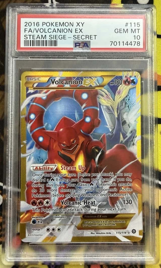 2016 POKEMON XY STEAM SIEGE SECRET #115 FULL ART/VOLCANION EX PSA 10