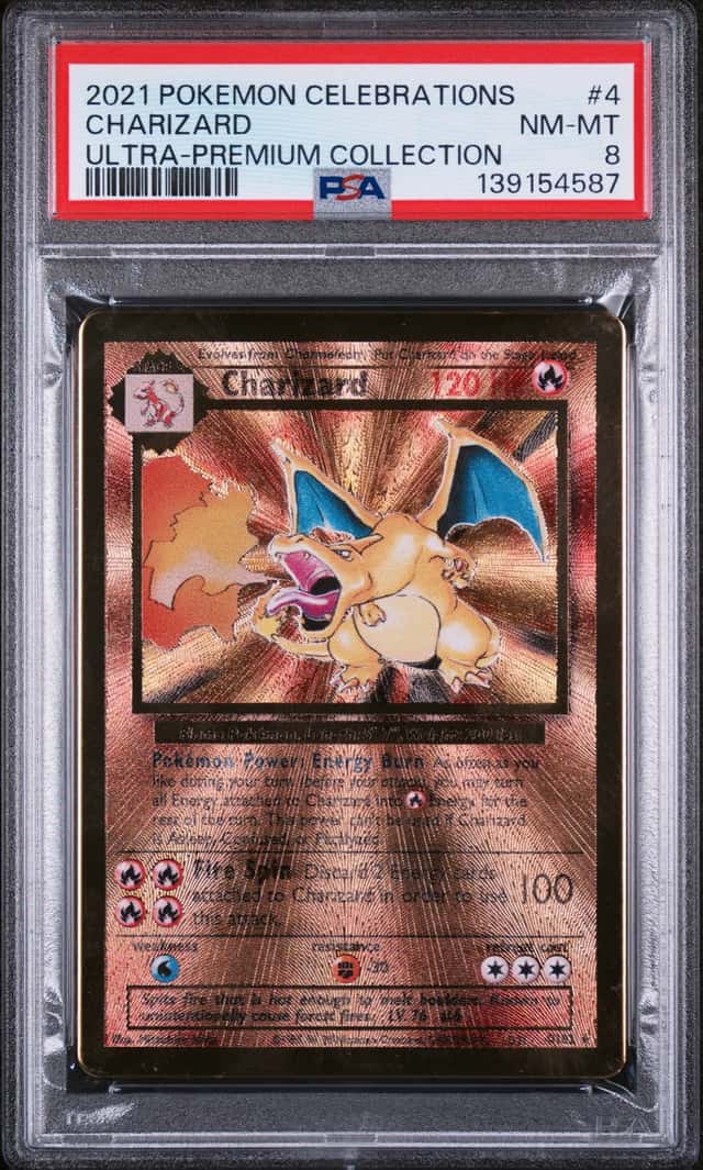 2021 POKEMON SWORD & SHIELD CELEBRATIONS UPC #4/102 CHARIZARD METAL CARD PSA 8