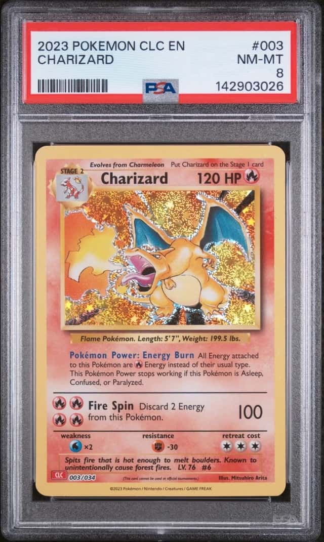 2023 POKEMON CLC-TRADING CARD CLASSIC CHARIZARD & HO-OH EX DECK CHARIZARD PSA 8