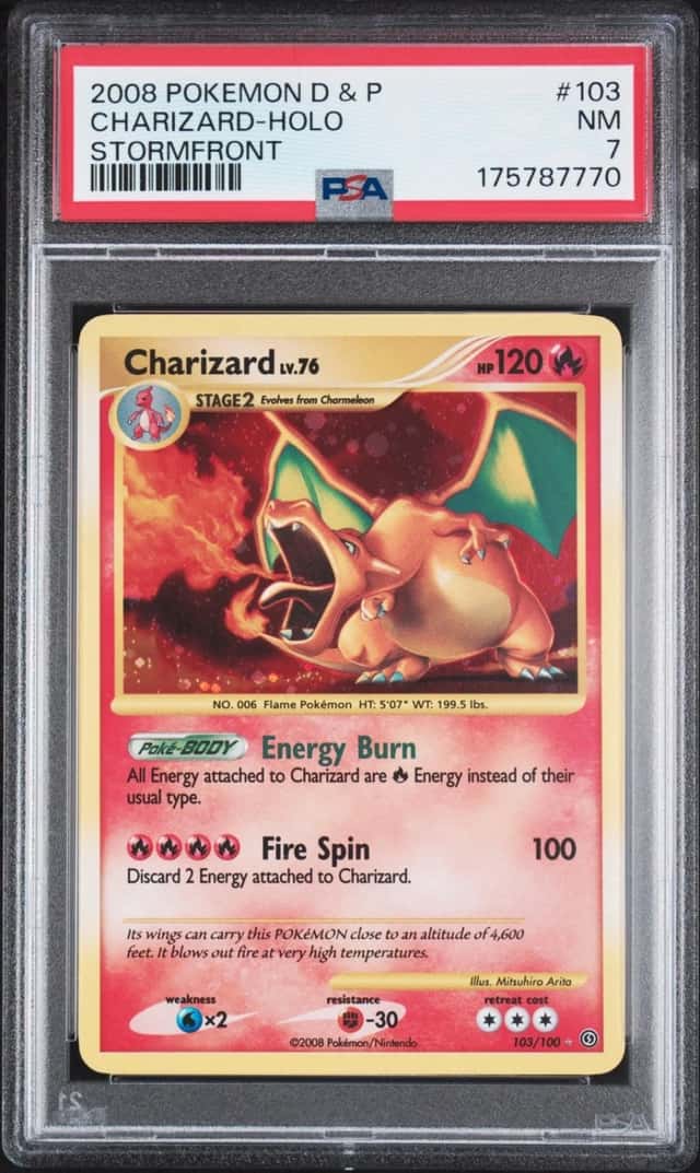 2008 POKEMON DIAMOND & PEARL STORMFRONT #103 CHARIZARD-HOLO PSA 7