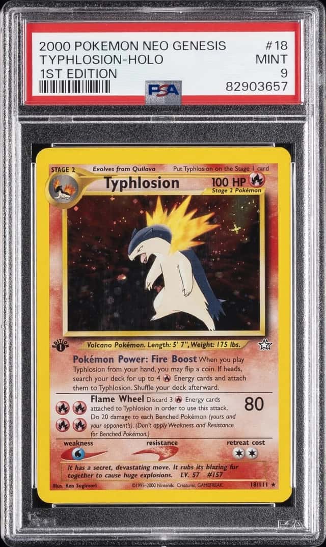2000 POKEMON NEO GENESIS 1ST EDITION #18 TYPHLOSION-HOLO PSA 9