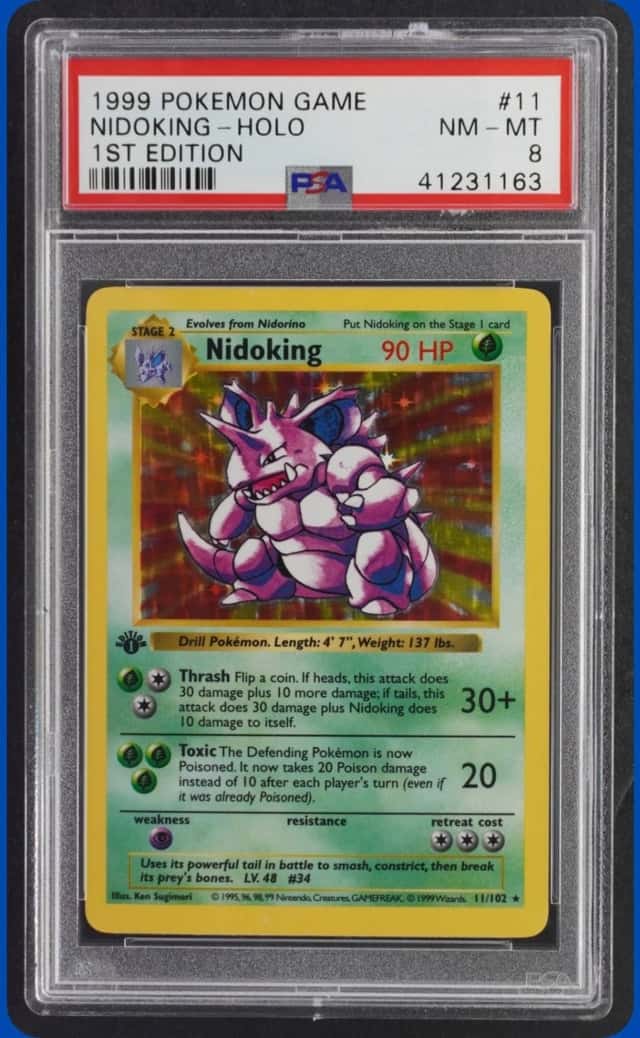 1999 POKEMON 1ST EDITION #11/102 NIDOKING HOLO PSA 8