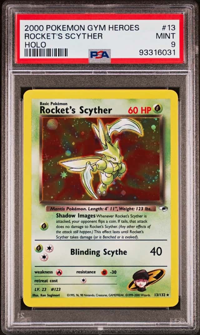 Wizards Pokémon Gym Heroes Rocket's Scyther Holo Rare 13/132 PSA 9