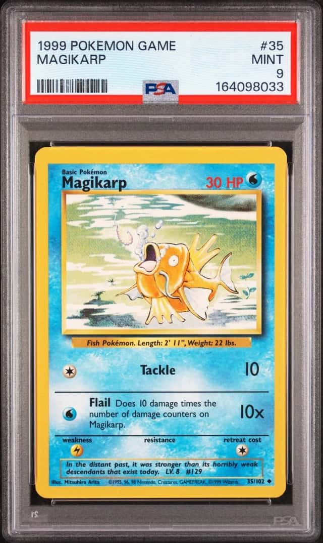 1999 POKEMON BASE SET UNLIMITED #35 MAGIKARP PSA 9