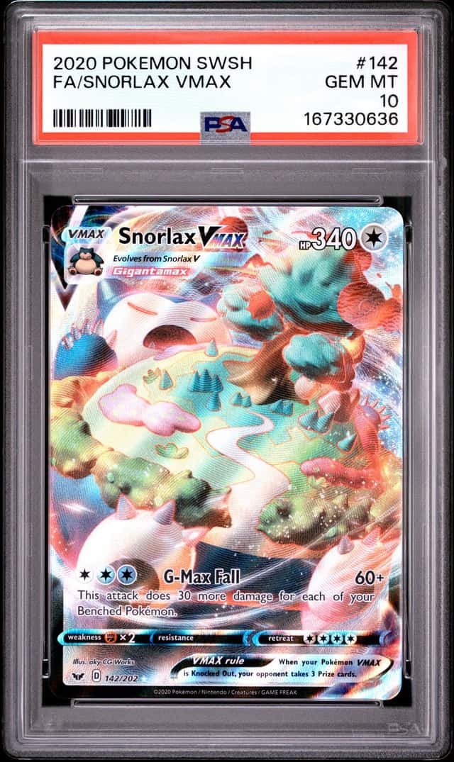 2020 Pokémon Sword & Shield Full Art Snorlax VMAX #142 PSA 10 GEM MT