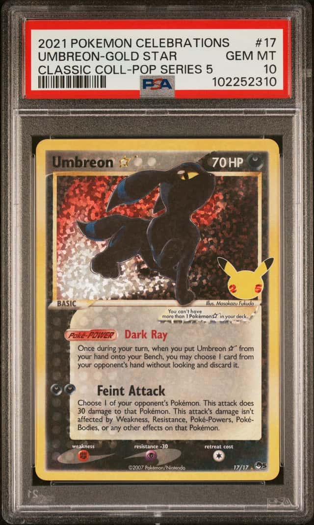 UMBREON 2021 POKEMON CELEBRATIONS CLASSIC COLL 17/17 GOLD STAR PSA 10 Q3963-7