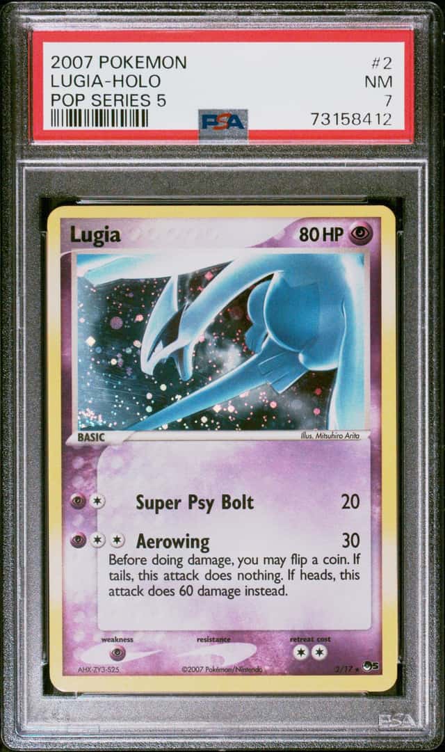 2007 POKEMON POP SERIES 5 #2 LUGIA-HOLO PSA 7