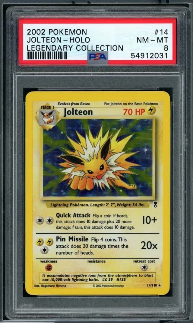 POKEMON JOLTEON 2002 LEGENDARY COLLECTION #14 HOLO PSA 8