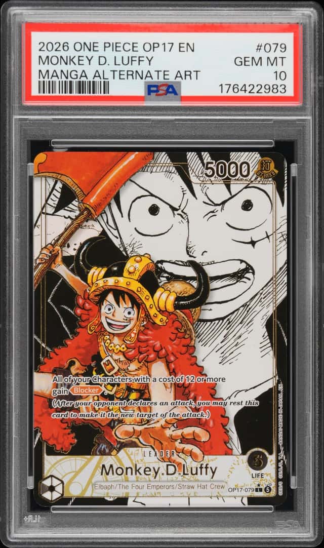 MONKEY D. LUFFY PSA 10 2026 ONE PIECE OP17 EN #OP17-079 MANGA ALTERNATE ART 983