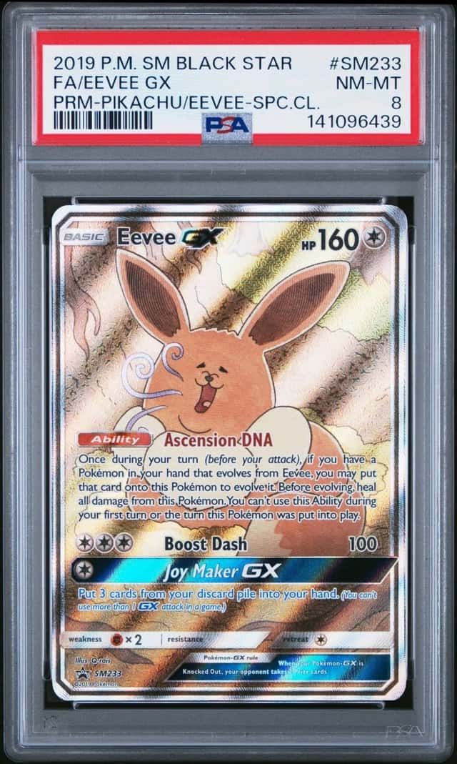2019 POKEMON SM SPECIAL COLLECTION PROMO #SM233 FULL ART/EEVEE GX PSA 8
