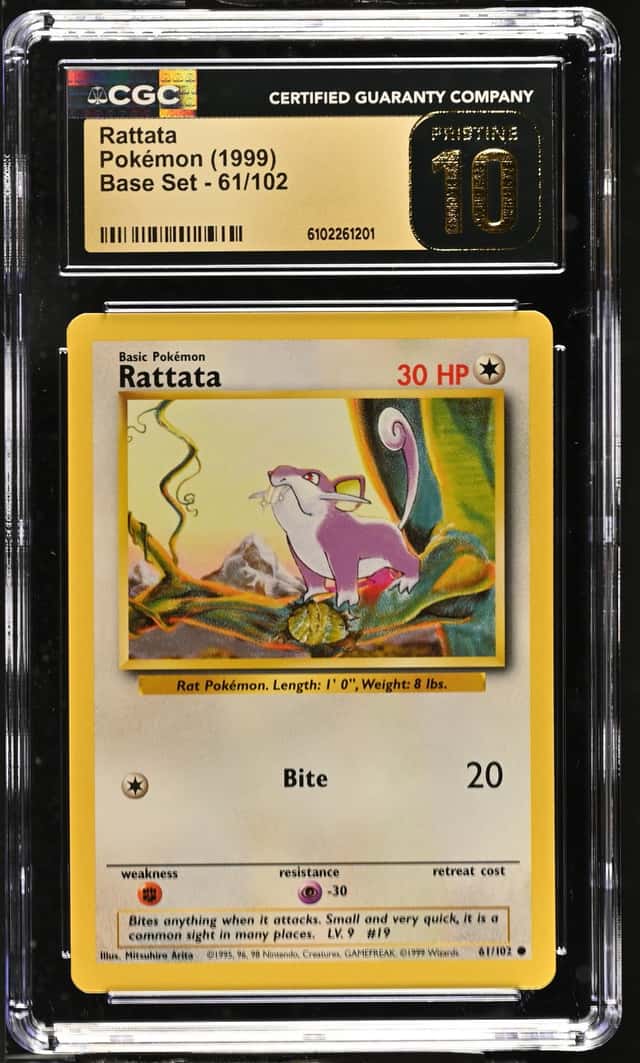 1999 Pokemon TCG Rattata 61/102 Base Set Regular English CGC 10 Pristine