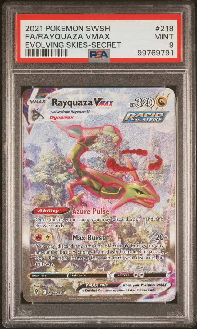 RAYQUAZA VMAX 2021 POKEMON EVOLVING SKIES 218/203 FULL ART PSA 9 Q3963-7
