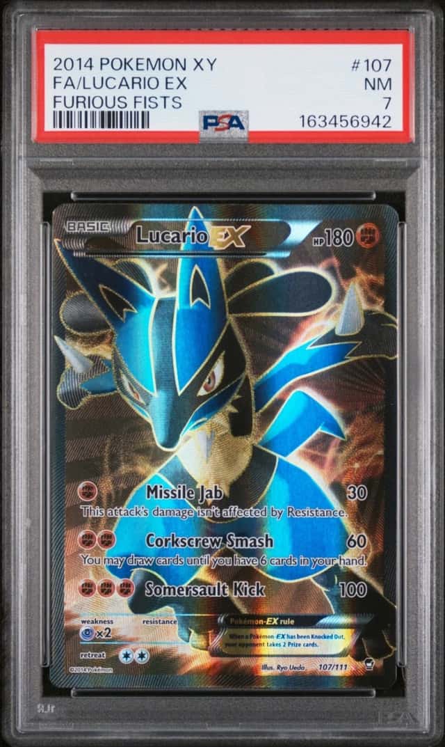 2014 POKEMON XY FURIOUS FISTS #107 FULL ART/LUCARIO EX PSA 7