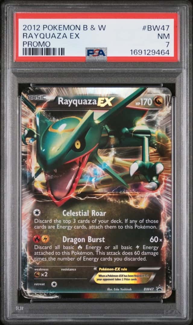 2012 POKEMON BLACK & WHITE PROMO #BW47 RAYQUAZA EX PSA 7