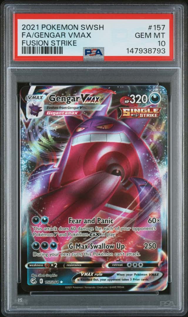 GENGAR VMAX 2021 POKEMON FUSION STRIKE 157/264 FULL ART PSA 10 Q3963-7