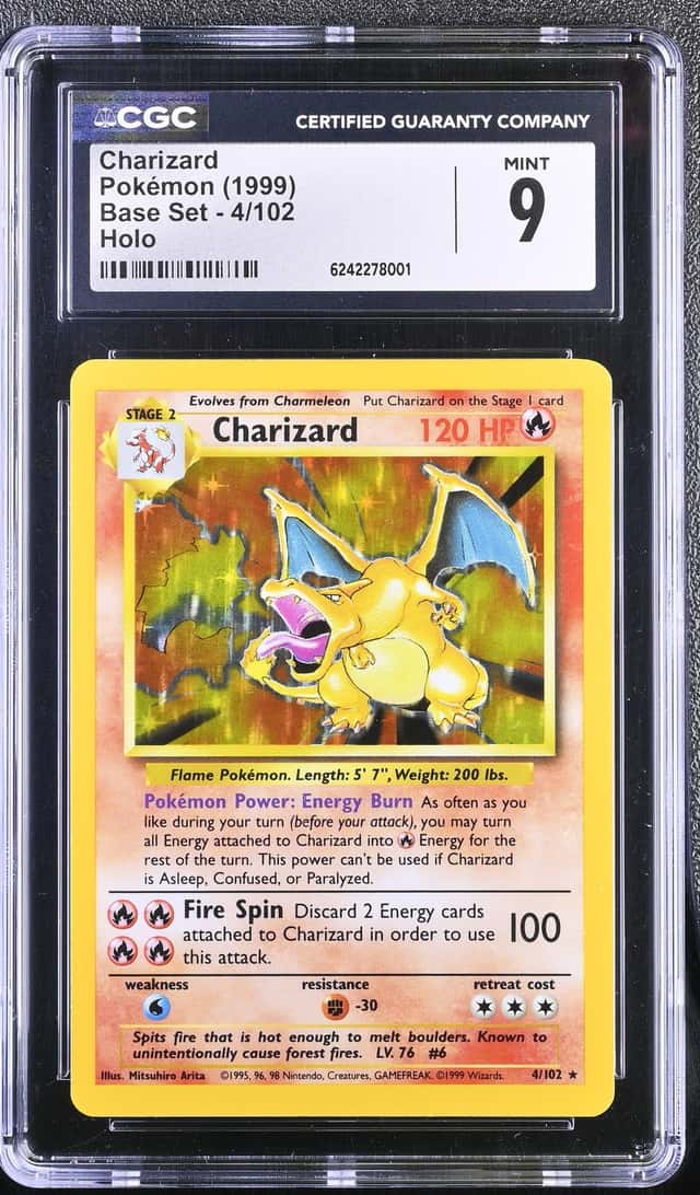 1999 Pokemon Unlimited Charizard Rare Holo #4/102 CGC 9