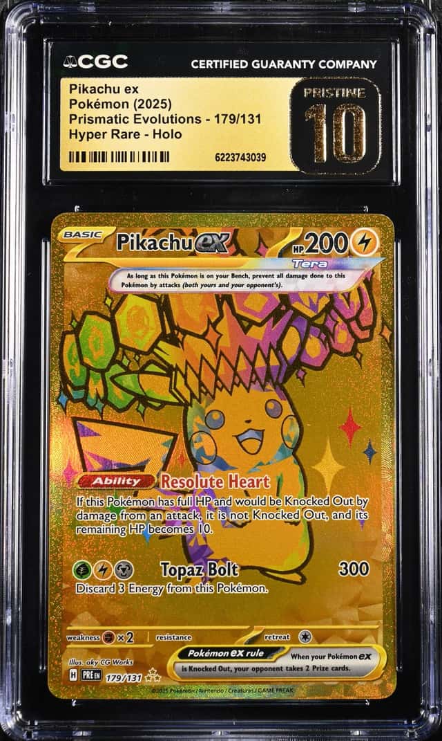 Pokemon CGC 10 PRISTINE Pikachu ex Hyper Rare 2025 179/131 PRE English