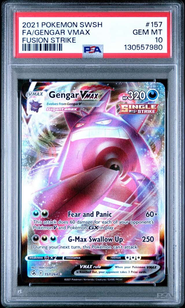 2021 Pokemon SWSH Fusion Strike #157 Full Art GengarVmax PSA 10 GEM MINT
