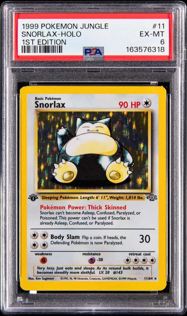 1999 Pokemon Jungle 1st Edition Holo #11 Snorlax - PSA EX-MT 6