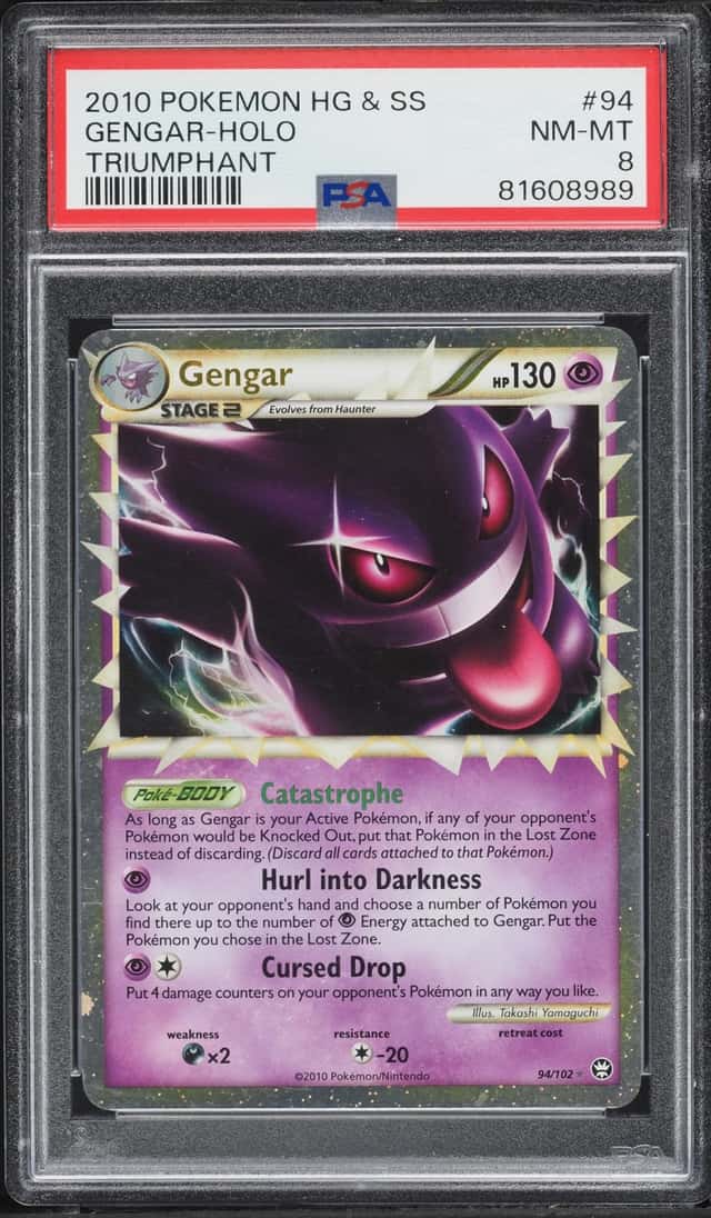 2010 Pokemon HeartGold & SoulSilver Triumphant Holo Gengar #94 PSA 8 NM-MT