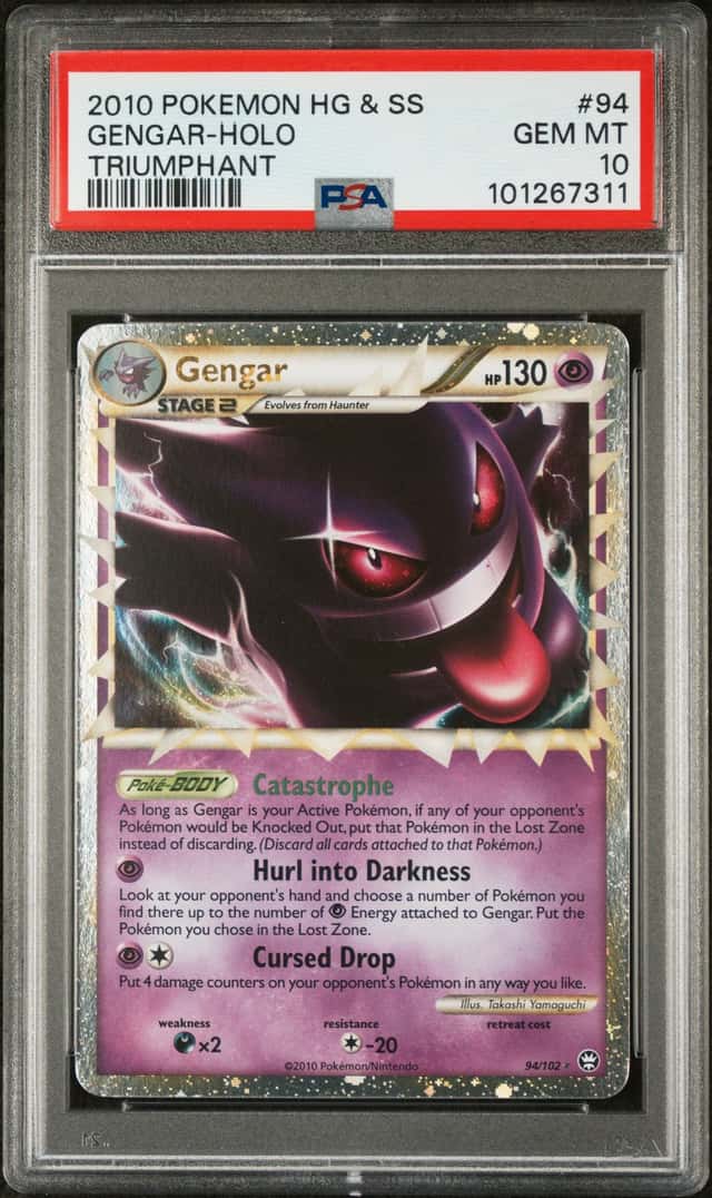 2010 Pokemon HeartGold & SoulSilver Triumphant Holo Gengar #94 PSA 10 GEM MINT