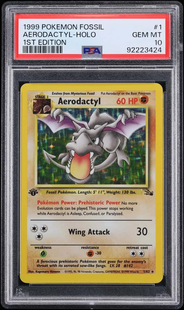 1999 Pokemon Fossil 1st Edition Holo Aerodactyl #1 PSA 10 GEM MINT