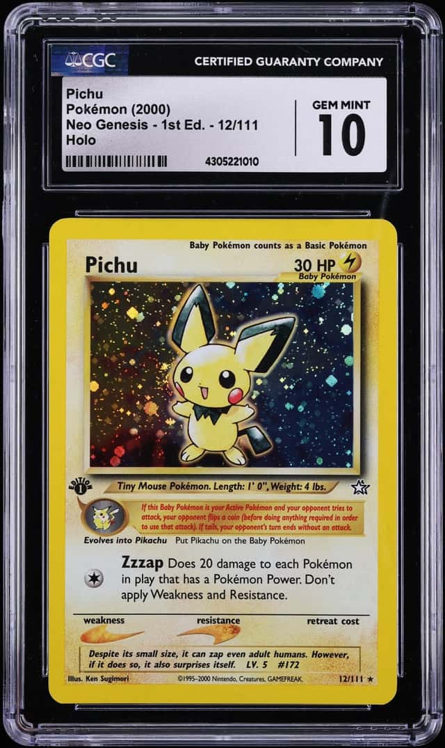 2000 Pokemon Neo Genesis 1st Edition Holo Pichu #12 CGC 10 GEM MINT
