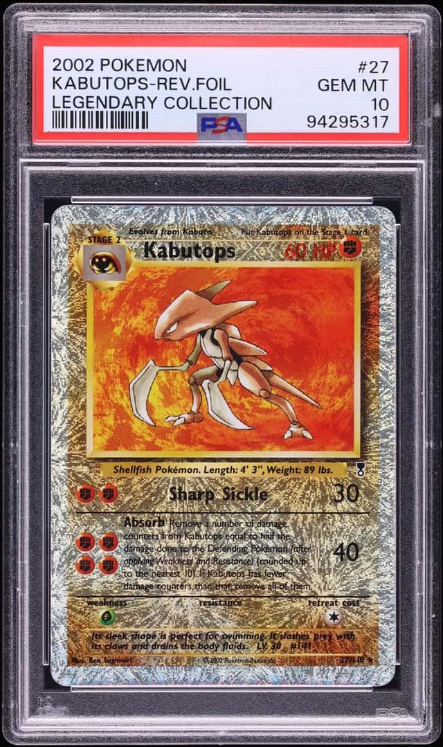 2002 Pokemon Legendary Collection Reverse Holo Kabutops #27 PSA 10 GEM MINT