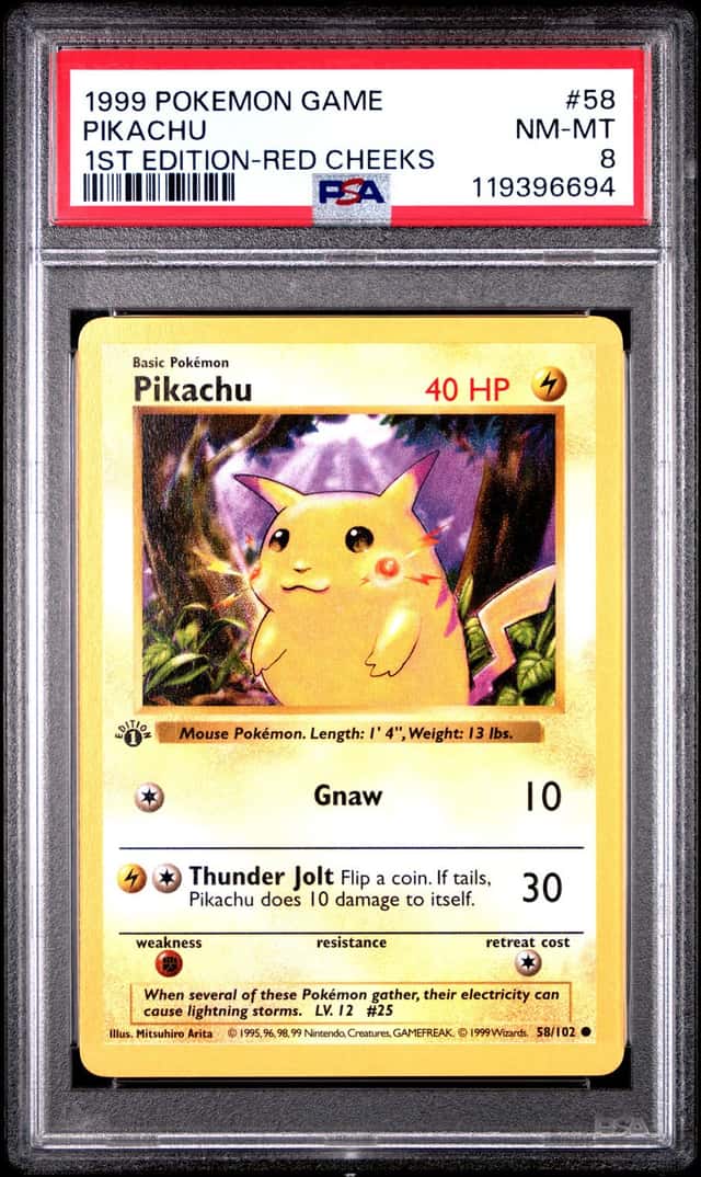 1999 Pokemon Base Set 1st Edition Red Cheeks Pikachu #58