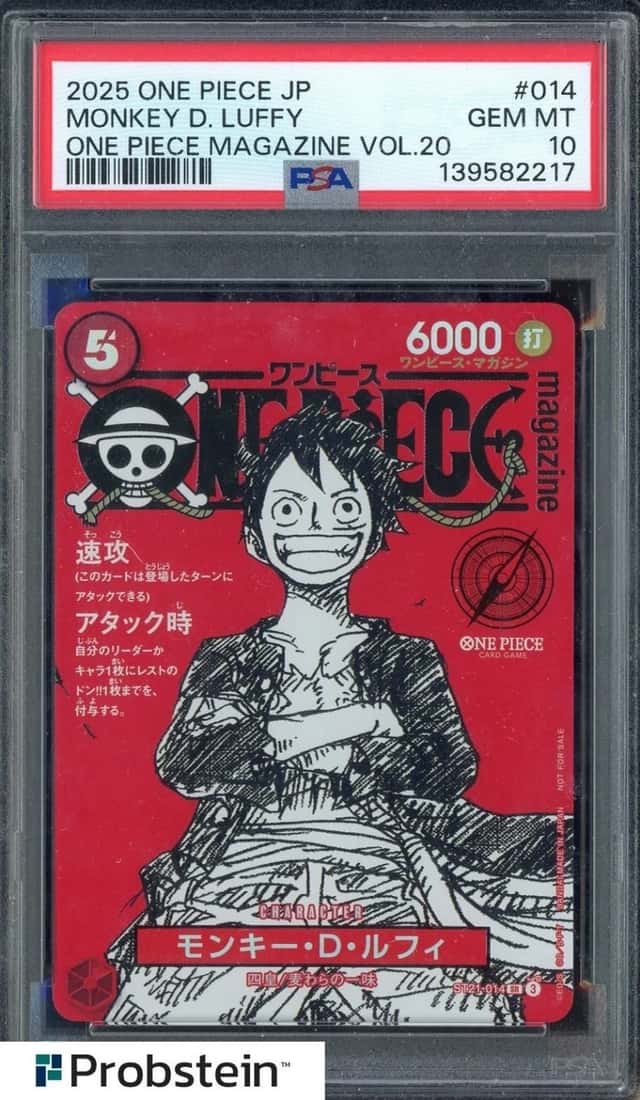 2025 One Piece Japanese One Piece Magazine Vol.20 #014 Monkey D Luffy PSA 10